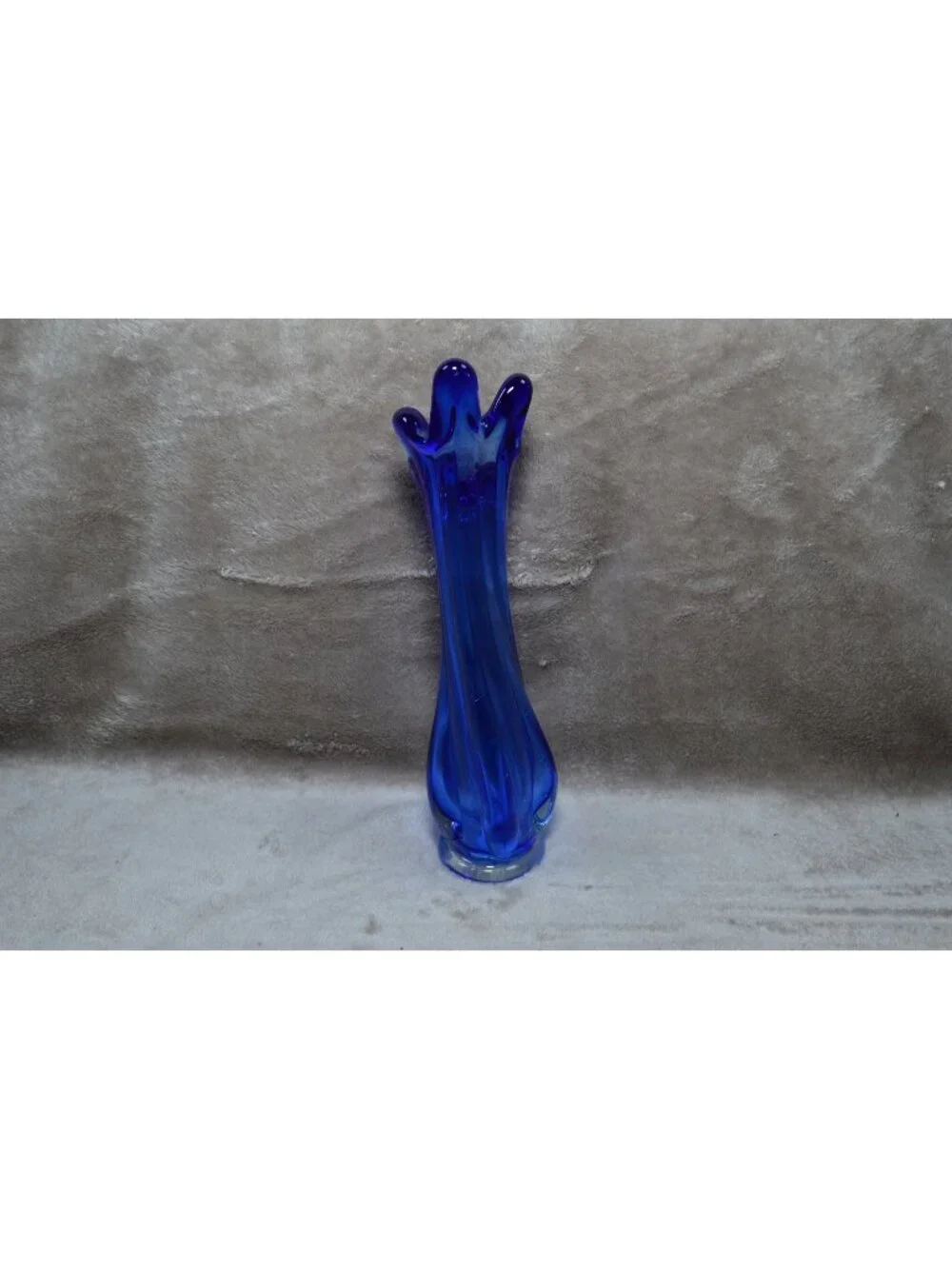 Vintage Cobalt Blue 5-Finger Swung Art Glass Vase MCM Retro Bud Retro Chic